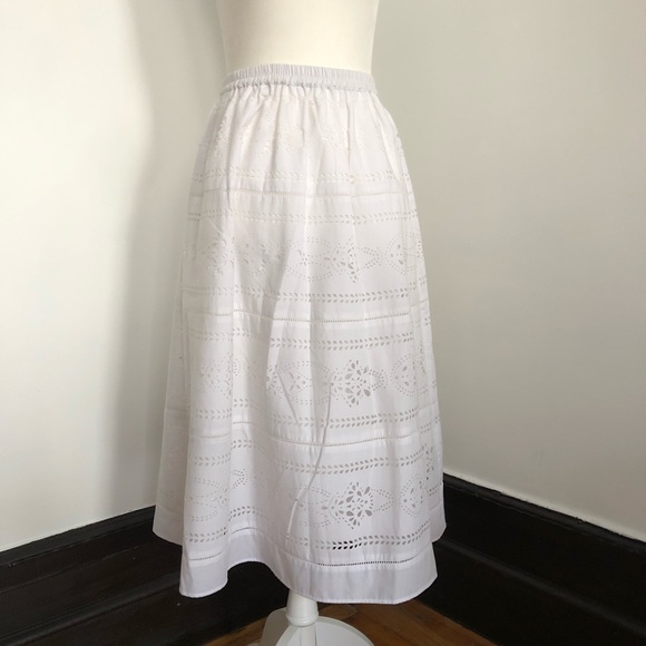 J. Crew Laser-Cut Poplin Midi Skirt - Picture 3 of 9